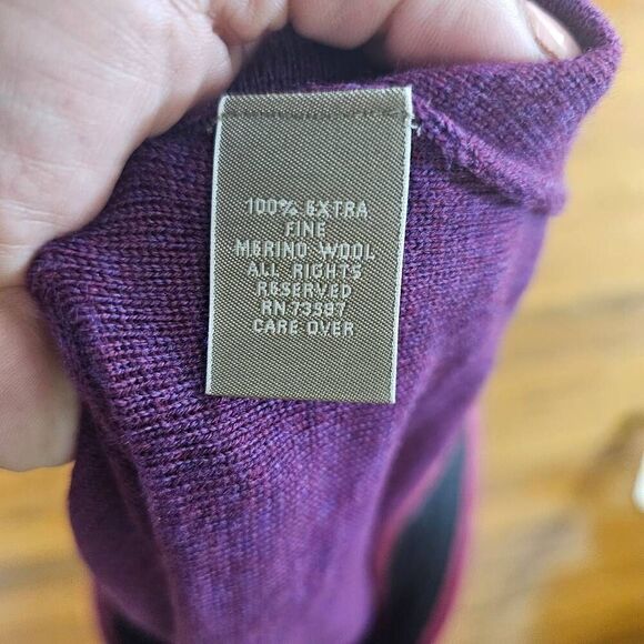 Raffi 100% Extra Fine Merino Wool Men's Size XL Crew Neck Sweater Purple - Picture 6 of 6